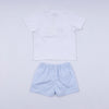 Blue character hand smocked gingham shorts set