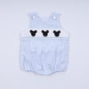 Blue character hand smocked gingham bubble