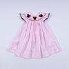 Red character hand smocked plaid ruffle dress