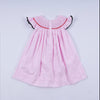 Red character hand smocked plaid ruffle dress