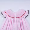 Red character hand smocked plaid ruffle dress