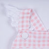 Pink character hand smocked gingham ruffle dress