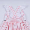 Pink character hand smocked gingham ruffle dress