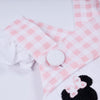 Pink character hand smocked gingham ruffle bubble