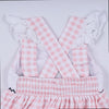 Pink character hand smocked gingham ruffle bubble