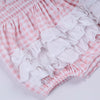 Pink character hand smocked gingham ruffle bubble