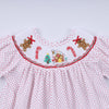 Red gingerbread hand smocked ruffle pants set