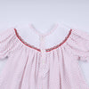 Red gingerbread hand smocked ruffle pants set