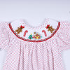 Red gingerbread hand smocked bubble