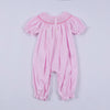 Pink christmas tree hand smocked ruffle romper