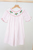 Pink christmas bishop hand smocked dot dress