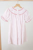 Pink christmas bishop hand smocked dot dress