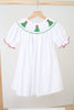 White christmas tree hand smocked dress