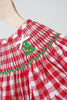 Red christmas tree hand smocked gingham romper