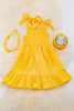 YELLOW EMBROIDERED DRESS WITH RUFFLE HEM