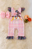 PINK PLAID SCARE CROW APPLIQUE ROMPER