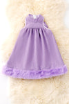 LILAC RELAX TUNIC DRESS WITH FUR TRIM.