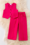 FUSCHIA FASHION VEST AND PANTS SET.