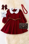 BURGUNDY FLARE DRESS W/BELT