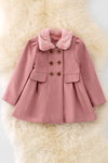 PLEATED BLUSH JACKET WITH FUR COLLAR.