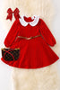 RED FLARE ELEGANT DRESS W/BELT.