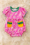 🎍BAMBOO MADE PINK BIRD PRINTED BABY ROMPER WITH SIDE POCKETS.