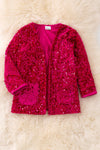 FUCHSIA SEQUINS CARDIGAN WITH POCKETS