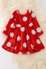 SNOWFLAKE ON RED FLARE SEQUINS DRESS.