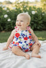 BLUEBERRY PRINTED BABY BODYSUIT WITH RUFFLE BUT.