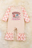 HOWDY VALENTINE" CHECKER PRINTED BABY ROMPER W/ RUFFLE HEM.