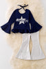 COWBOYS" NAVY BELL SLEEVE TOP & SHIMMERY BOTTOMS