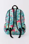 Green lily print backpack bag