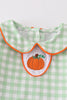 Pumpkin embroidery plaid boy set