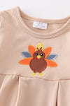 Khaki turkey embroidery baby boy romper
