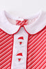 Red stripe santa embroidery boy set
