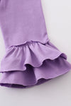 Purple floral print ruffle girl dress