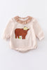 Brown high land cow french knot girl bubble
