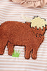 Brown high land cow french knot girl bubble