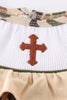 Camouflage easter cross embroidery smocked girl set