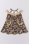 Camouflage easter cross embroidery smocked girl dress