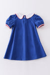 Blue baseball applique dress