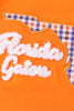 Orange florida french knot ruffle girl set