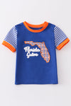Blue florida french knot boy top
