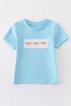 Blue dog embroidery boy top