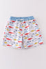 Fish print men swim trunks