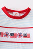 Blue Patriotic flag embroidery stripe boy top