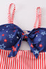 Navy Patriotic star print one-piece women swimsuit