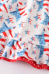 Red patriotic star flag print dress