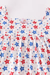 Red patriotic star print women dress