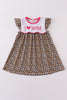 Leopard print I love MOM embroidery dress